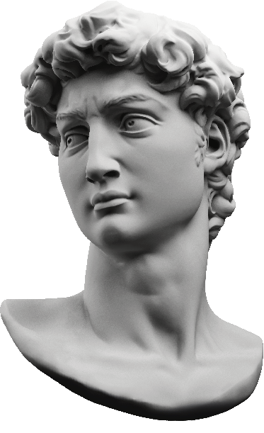 A marble bust of David as a 3D model
